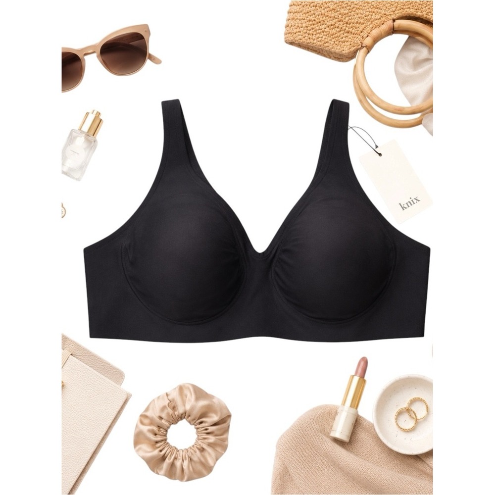 Knix Black Wireless Seamless Support Bra Womens Medium New With Tags Comfort NWT